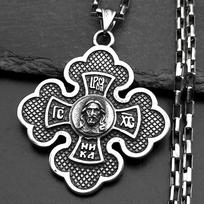 Religious Jesus Christ IC XC Cross Medal Pendant Necklace for Women Men Stainless Steel Silver Color Faith Christian Jewelry