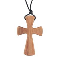 Leather Rope Cross Necklaces Hand-carved Neckchain for Prayer Creative Cross Pendant  Anniversary style 2