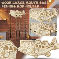 Premium Wood Vertical Fishing Rod Holder for Large Mouth Bass Enthusiasts Securely Holds Up to 6 Rods with Style