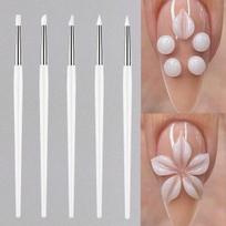 5pcs Silicone Tip Nail Art Pen Set-for Acrylic Flower Carving/Embossing/Dotting and Sculpting Professional Manicure Design Tools