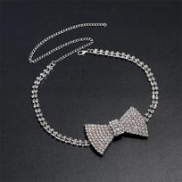 Cross-Border Fashion Imitation Diamond Bow Chain Choker Necklace with Crystal Pendant