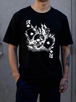 Unisex Skull-Sleeve T-Shirt with Skull and Playing Card Print S