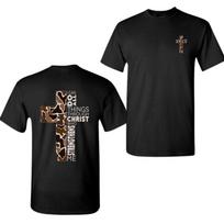 Unisex T-shirt,  Camo Cross Design With Philippians 4:13 Verse, Perfect For Faithful Believers And Outdoorsmen M