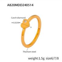 Tree of Life Titanium Steel Ring with 18K Gold Heart and Diamond Size 8