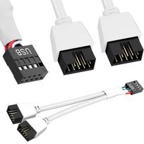 DAOKAI USB Header Splitter, Motherboard 9-Pin USB 2.0 Dual 9-Pin Extension Cable 15cm, 9-Pin to 29-Pin Splitter Cable, for Internal Computer