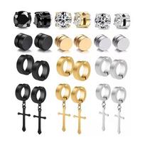 Titanium Steel Cross Zirconium Magnetic Ear Clips - Unisex Bestseller Set