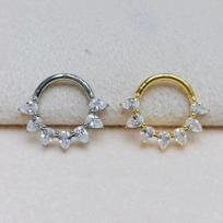 Luxury European-American Titanium Zircon Nose & Nipple Ring Gold Titanium 1.2*8mm