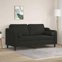 Vidaxl 2-Osobowa Sofa Z Poduszkami, Czarna, 140 Cm, Tkanina