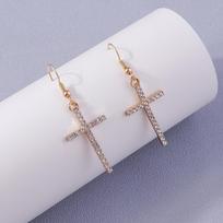 Fashion Rhinestones Cross Earrings for Women Men Religious Dangle Earrings Punk Hip Hop Jewelry Gift