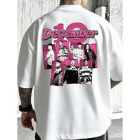 Men's De-cem Ber Band T-Shirt - 10th Group Portrait Back Print with Band Members, Loose Fit Streetwear Shirt Suitable for Music Fans & Trendsetters, S balta