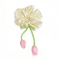 Spring Design Tulip Headbands Elastic Material Hanging Flower Flower Elastic Hair Ties Mesh Strap Handmade Butterfly Knot