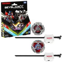Beyblade x Transformers Collaboration Optimus Prime 4-60P vs Megatron 4-80B Multi-Pack Set with 2 Tops & 2 Launchers - Battle Top Toy for Boys and