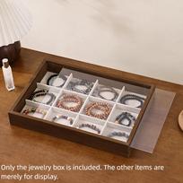 Pull-out Dust-proof Jewelry Box Walnut Wood Display Jewelry Holder  Display Props Style 1