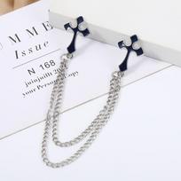 New Fashion Cross Tassel Chain Brooch Pin Shirt Suit Collar Pins for Women and Men Decorative Clothing Jewelry Accessories