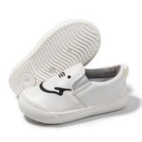 Children's Korean Style Smiley Face White Slip-on Sneakers with Non-slip Rubber Soles - Boys & Girls Casual Shoes Size 23 / 258.5g