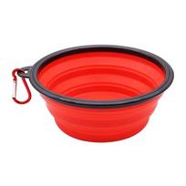 Folding Portable Silicone Dog Feeder Bowl 2 In 1 Pet Dispenser Outdoor Travel Dog Cat with Carabiner Bottle Food Water Container 350 ML
