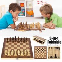 Wooden Folding Chess Set Felted Game Board 24cm*12cm Interior Storage Adult Kids Gift Family Leisure Gathering Game Chess Board China Mainland