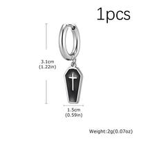 Gothic Coffin Cross Dangle Earrings for Men, Waterproof Stainless Steel Punk Earrings, Unique Fashion Piercing Jewelry Gift