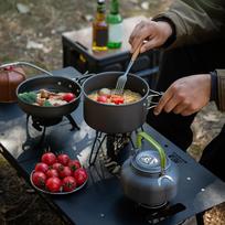 3PCS Camping Cookware Set Pot Pan Kettle Outdoor Tableware Kit 2-3 Person with Mesh Bag for Backpacking Picnic Hiking China Mainland