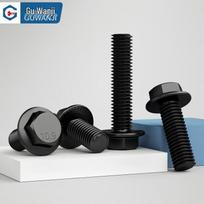 GUWANJI 10.9 Grade Carbon Steel Hex Flange Bolt M8x50 Half Thread, Flat Bottom (10 Pcs)