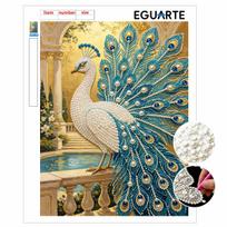 DIY Pearl Bead Art Canvas Peacock Pattern Frameless Creative Craft Painting Kit for Relaxing Home Wall Decoration 30x40cm