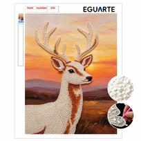 DIY Pearl Bead Art Canvas Deer Pattern Frameless Creative Craft Painting Kit for Relaxing Home Wall Decoration 30x40cm