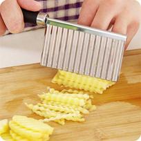 Potato French Fry Cutter Stainless Steel Kitchen Accessories Wave Knife Serrated Blade Chopper Carrot Slicer Vegetable Tools Silver white