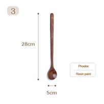 Long Handle Wooden Spoon Soup Ladle Wood Kitchen Tools Luxury Tableware Long Tea Spoons Japanese Style Accessories Style3