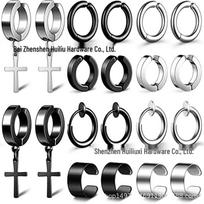 European & American Fashion Stainless Steel No-Piercing Cross Ear Cuff Set Earrings Clips