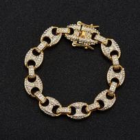 Unisex Retro Hip Hop Pig Nose Coffee Bean Cuban Chain Diamond Necklace