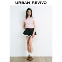 UR 2025 Women's Pleated Slim-Fit Short Sleeve T-Shirt S