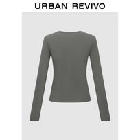 UR2025 Women's Letter Short Slim Long Sleeve T-shirt XS