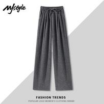 MJ STYLE Women's Straight-Leg Drape Comfort Wear L