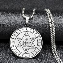 Solomon Pentagram Key Seal pakabukas nerūdijančio plieno karoliai Hexagram Amulet Amulet karoliai papuošalai