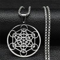 Gyvybės gėlė nerūdijančio plieno čakros grandinėlė Moterų vyrų karoliai Metatron kubas šventos geometrijos simbolis papuošalai