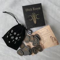 Rune 13 Pieces / rinkinys Raganų Runos?Raganos runų runų rinkinys Gydomasis Alchemija Medienos raižinys Meditacijos altorius Namų dekoras