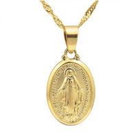 Anniyo Mergelės Marijos pakabukas karoliai moterims, sidabro/aukso spalvos Dievo Motinos papuošalai Colar Cross Trendy Chain@006210 45cm or 17.7 Inches