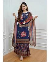 Indiškas moteriškas viskozės kurta sharara dupatta komplektas vakarėliams, Bolivudo tunika kurti suknelė S