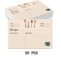 50 lapų/pakuotėje, Virtuvės receptų kortelės, Tinka receptų knygoms, receptų dėžutėms, receptų segtuvams, receptų aplankams, virtuvės įrankiams Pack of 50