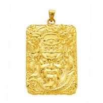 Vietnam Sand Gold Men's Guan Gong Pendant: 24K Plated Square Necklace with Six-Character Mantra
