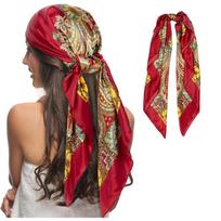 Women Fashion Satin Square Paisley Shawl Head Scarf Neck Scarves Hair Bandana Neckerchief Women'S Boho Large Headbands Hijab