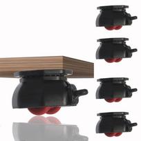 4Pcs Wear Resistant Universal Wheel Caster Self Adhesive Load Bearing Swivel Caster Mute with Brake Pulley Rotating Wheel