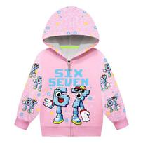 Girls Steal a Brainrot 67 Printed Casual Hooded Zipper Long Sleeves Jacket Coat 150cm purple