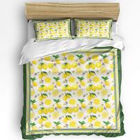 Watercolor Lemon Fruit White Yellow Duvet Cover With Pillow Case Custom 3pcs Bedding Set Quilt Cover Double Bed Home Textile EU single(135x200cm)