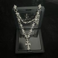 European and American retro cross necklace men's street hip-hop trendy brand cross pendant necklace handmade chain couple accessories 50cm