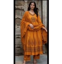 Women Designer Kurta Pant Dupatta Set Indian Bollywood Top Tunic Salwar Suit Party Wear M