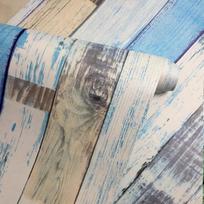 Blue Striped Wood Grain Wall Cover Dormitory Living Room Dining Room Background Decals Bar Ornament Self-Adhesive Wallpaper 45X500CM