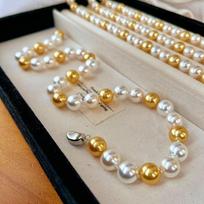 Retro Imitation Australian White Gold Beads Mixed Color Is Round Shijia Strong Light Pearl Necklace Women'S Whole Body 925 Ingot Buckle