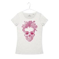 Womens Skull Frida Kahlo Art Naif Flowers Frida Skull T-Shirt Girl 4XL
