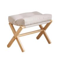 Solid Wood Footstool Cotton-filled Cushion Folding Stool Convenient Use Low Stool  Entryway Use style1